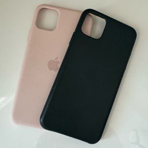 iPhone 11 Pro Max Apple silicone cases. Pink and green. Sold together.